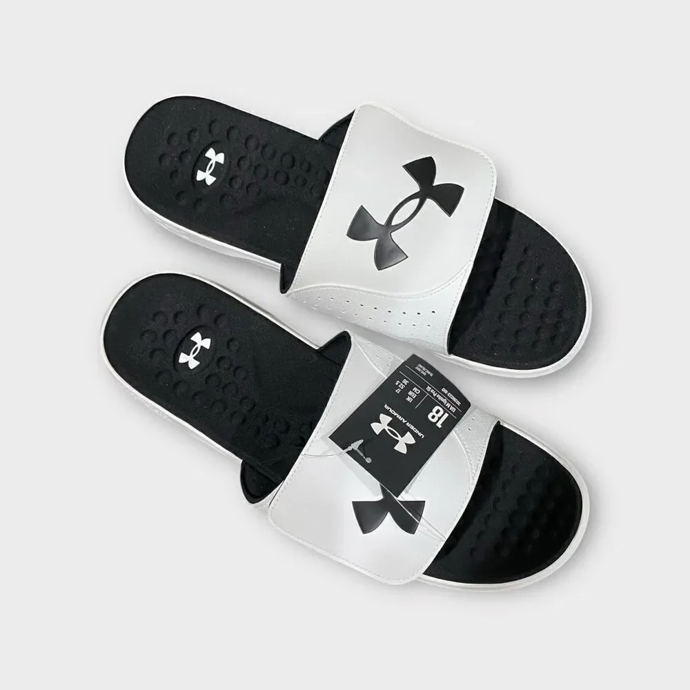 Under Armour Men's Size 18 Ignite Pro Slide Sandal Black & White
